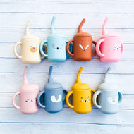 Vaso de aprendizaje con bombilla animals